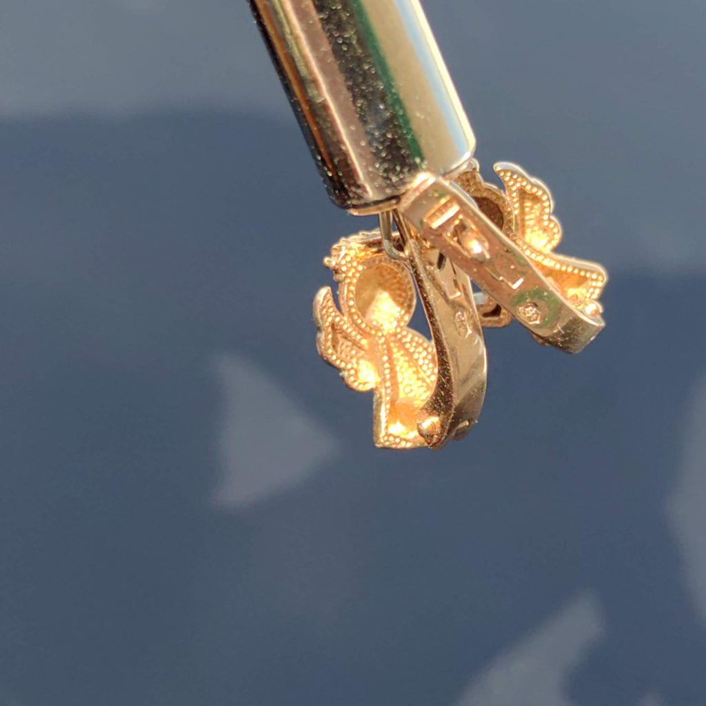 14K Yellow Gold Angel Earrings: Diamond Studs, Religious Jewelry