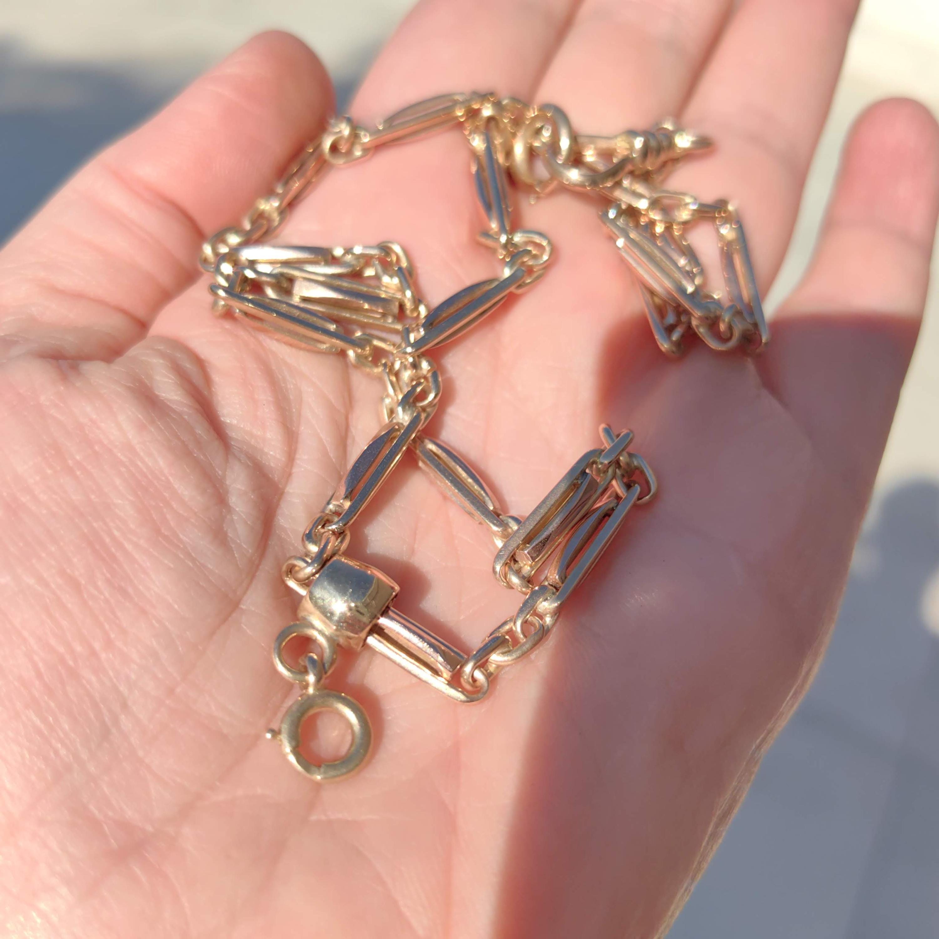Vintage 14k Yellow Gold Chain: 50cm Statement Necklace, Pendant Holder