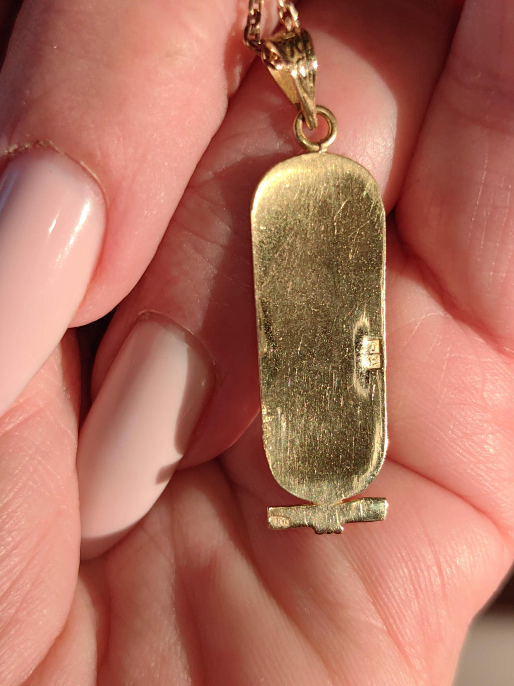 Vintage 18K Gold Egyptian Revival Hieroglyph Pendant Charm
