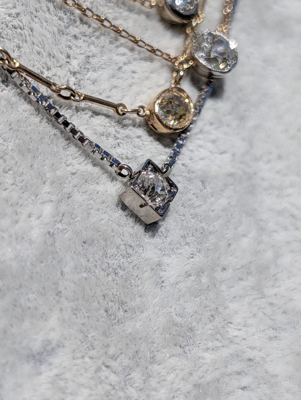 Vintage 14k and 18k White Gold Diamond Pendant Necklace, 1950s Solitaire Old European Cut Pendant, Dainty Elegant Classic Gift for Her