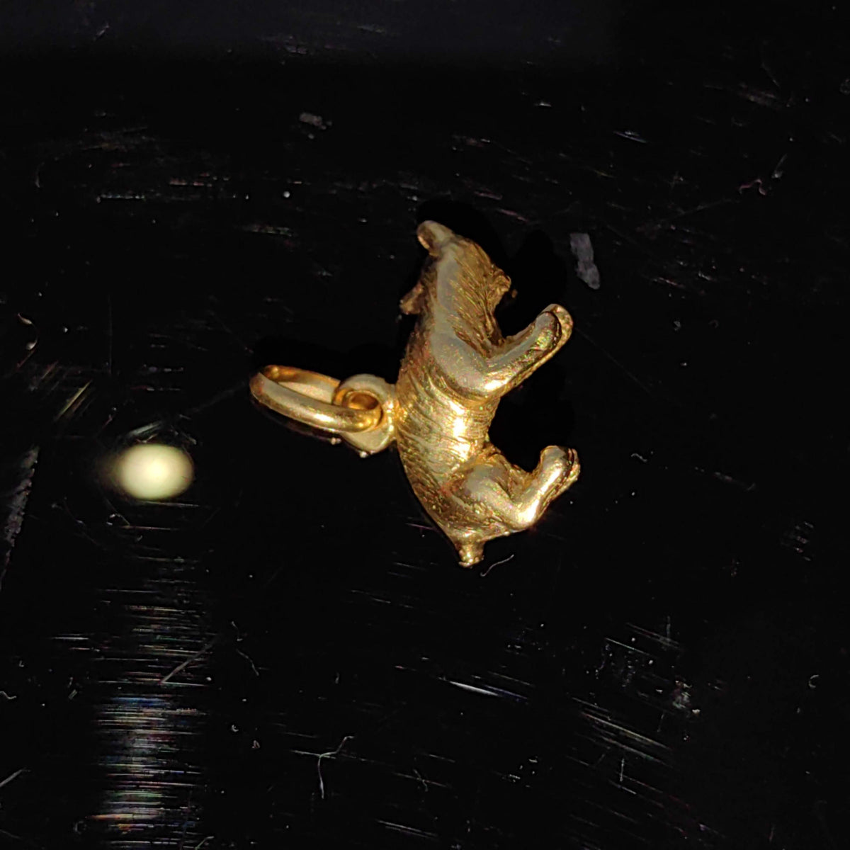 18K Gold Hyena Charm: Vintage Ruby Pendant Necklace