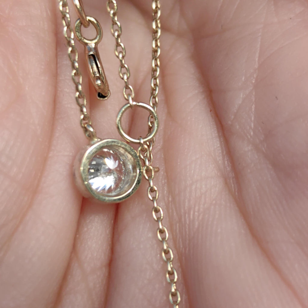 Diamond Gold necklace Solid 14k Gold Vintage solitaire diamond pendant Gift for Her Elegant Dainty Classic Necklace1 950s