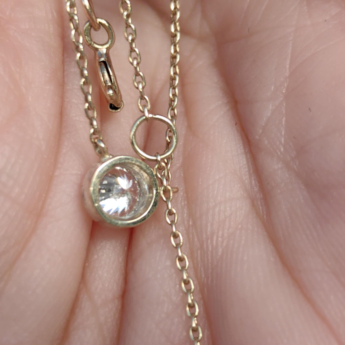 Diamond Gold necklace Solid 14k Gold Vintage solitaire diamond pendant Gift for Her Elegant Dainty Classic Necklace1 950s