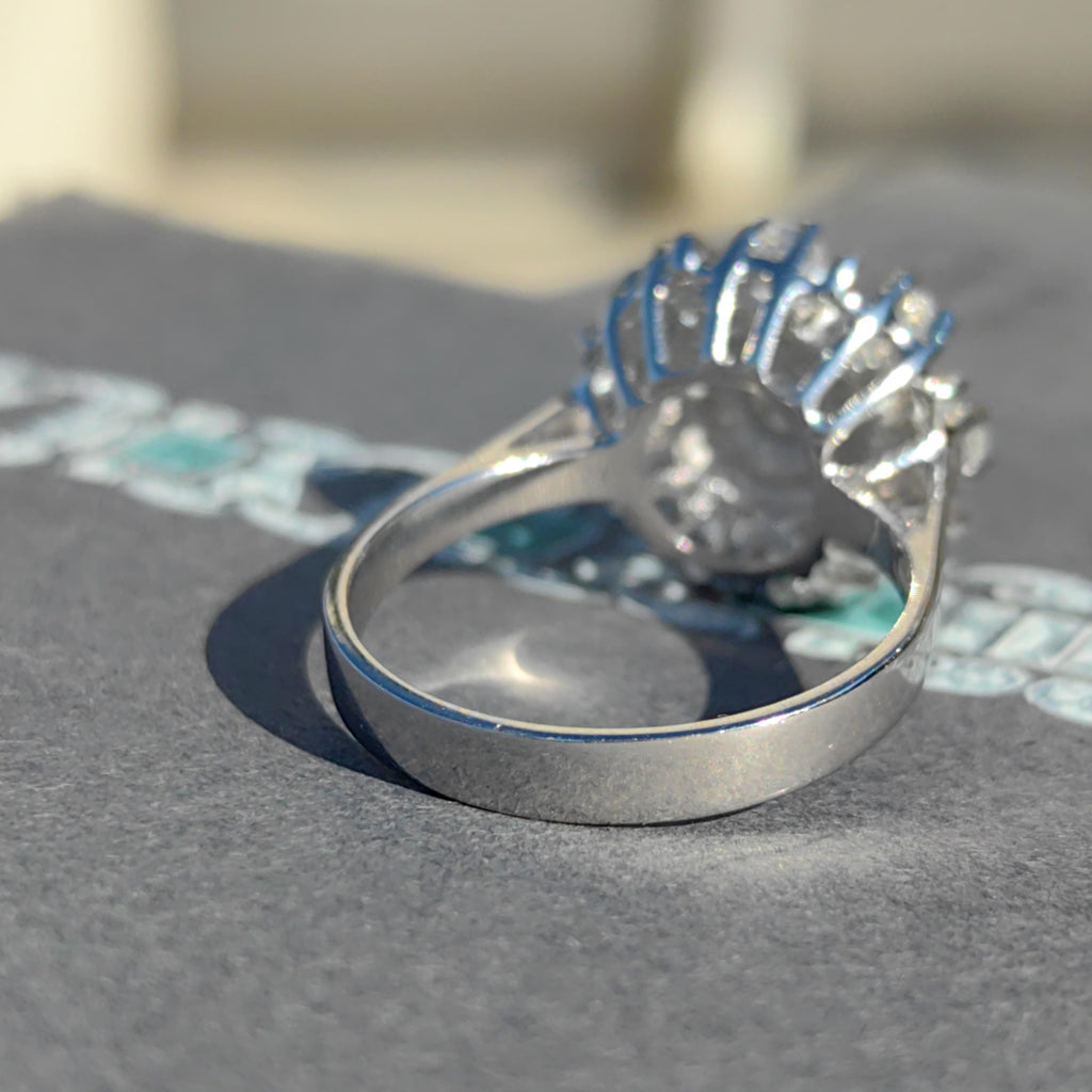 14k White Gold Diamond Ring: Mid-Century Engagement, 0.80ct SI
