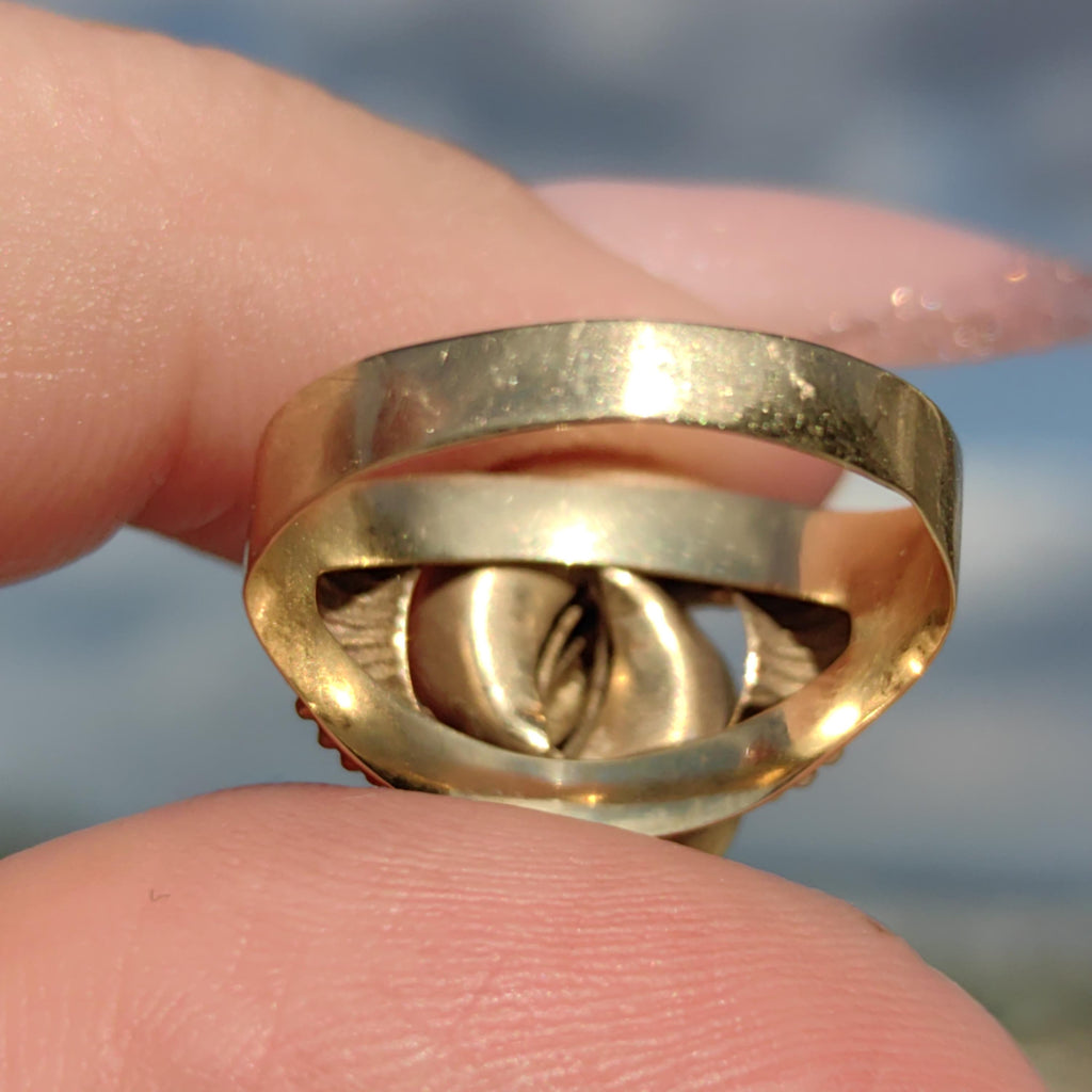 Art Deco 14k Yellow Gold Snail Ring: 1940s Statement Jewelry