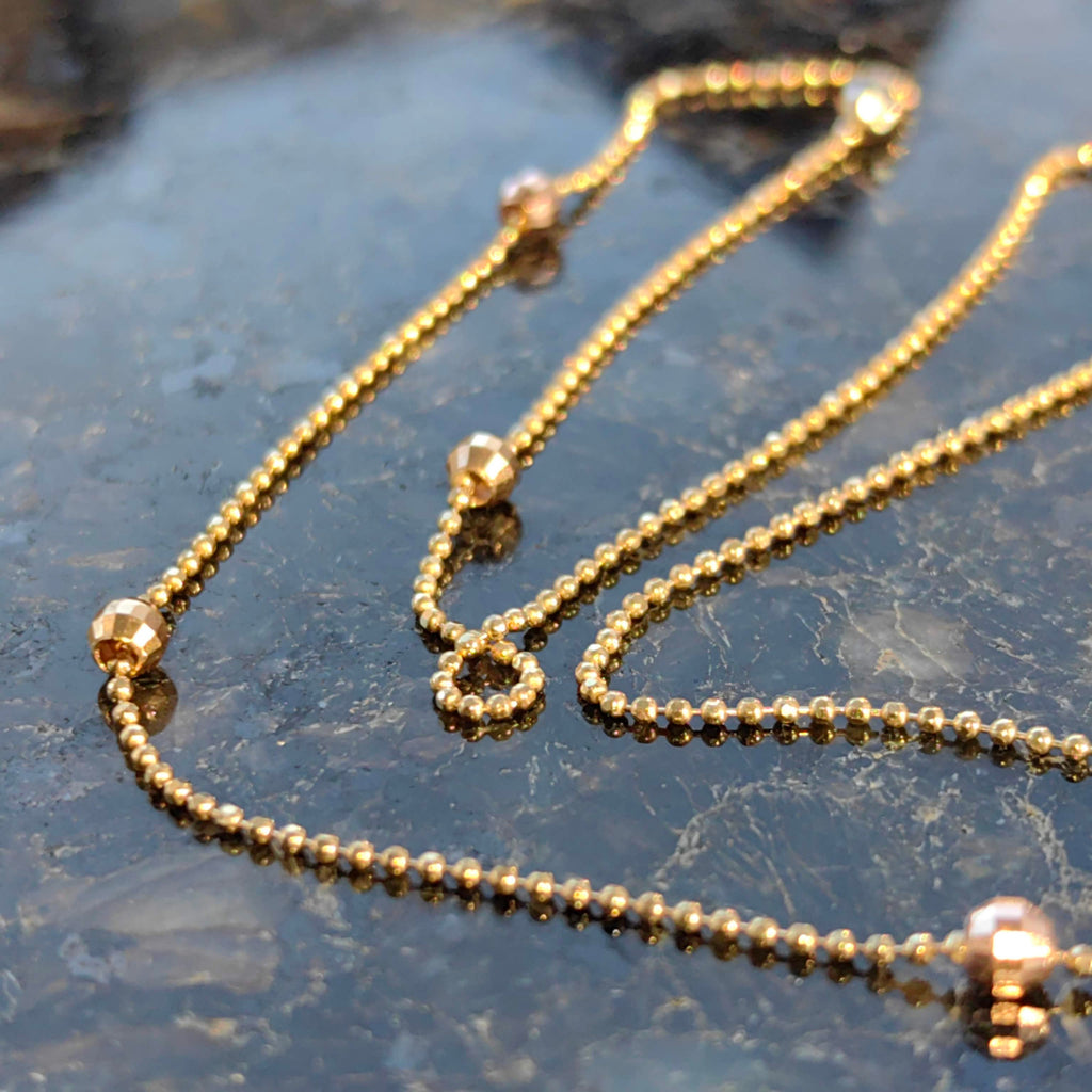 Vintage 10k Gold 42 cm Beaded Chain