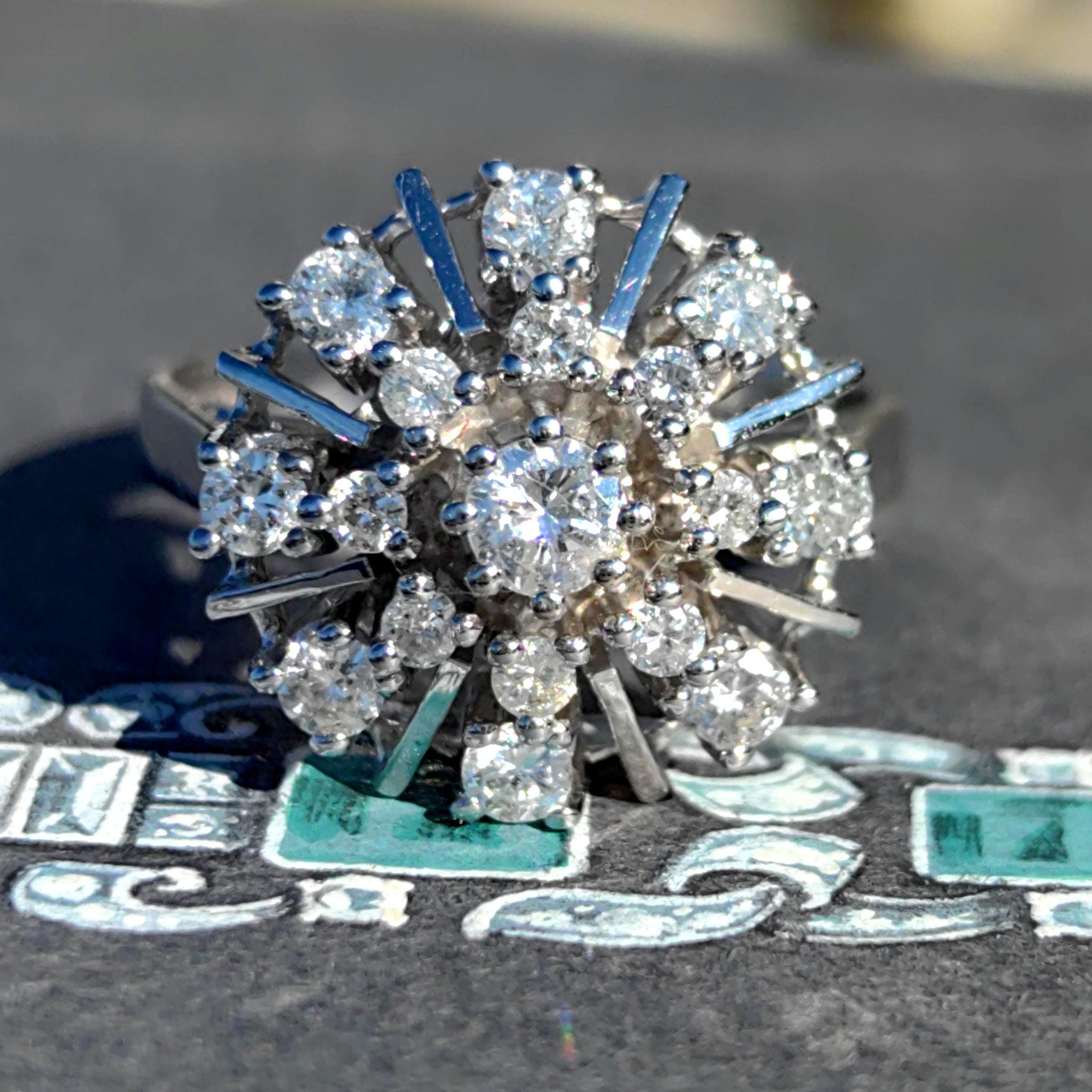 14k White Gold Diamond Ring: Mid-Century Engagement, 0.80ct SI