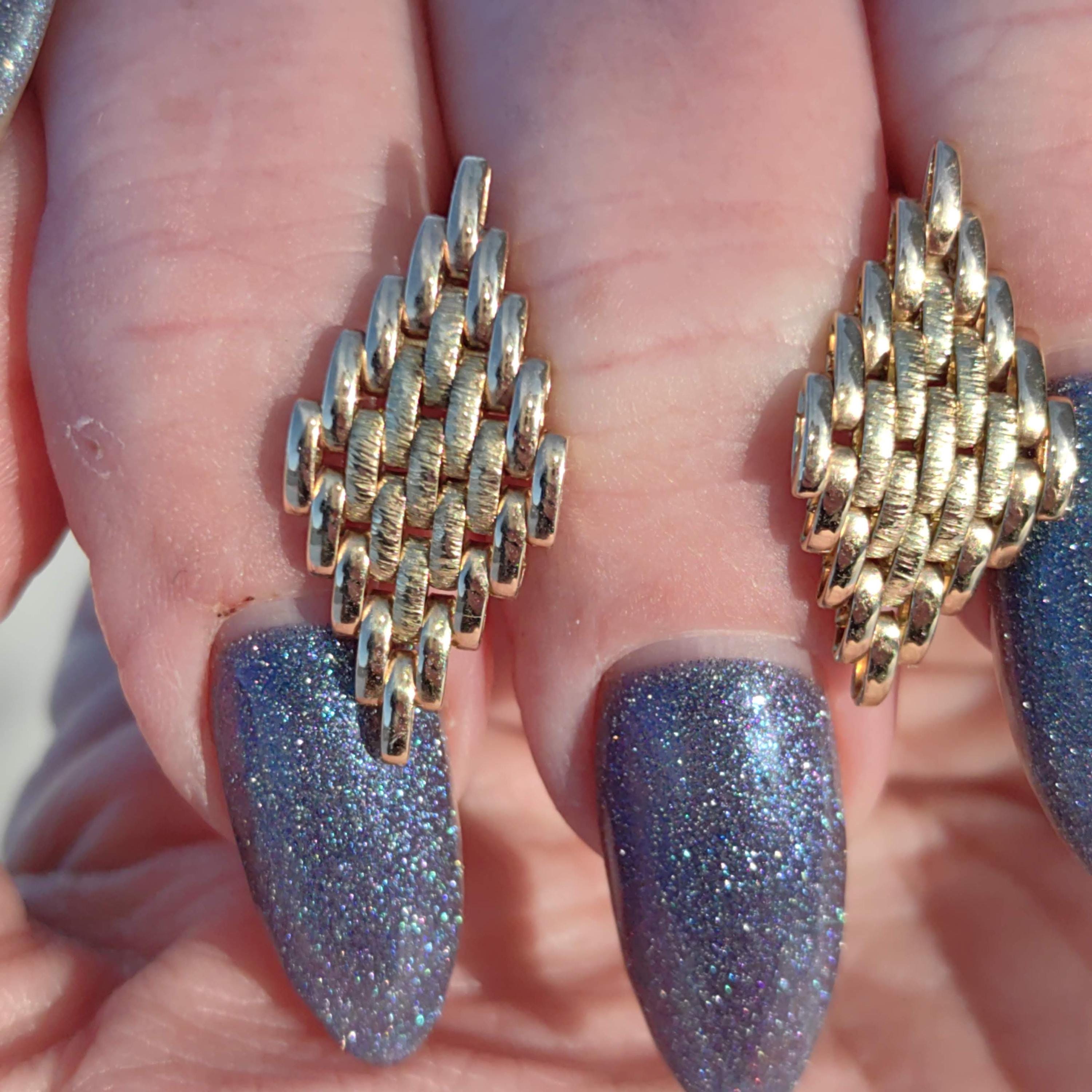 Vintage Solid 14K Yellow Gold Push Back Closure Woven Basket Weave Textured Statement Earrings Retro Elegant Gift for Her