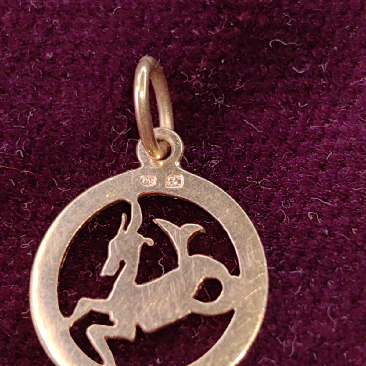 Vintage 14k Solid Yellow Rose Champagne Gold Capricorn Pendant Dainty Zodiac Antique Retro Necklace Bracelet Charm Birth Month Gift for Her