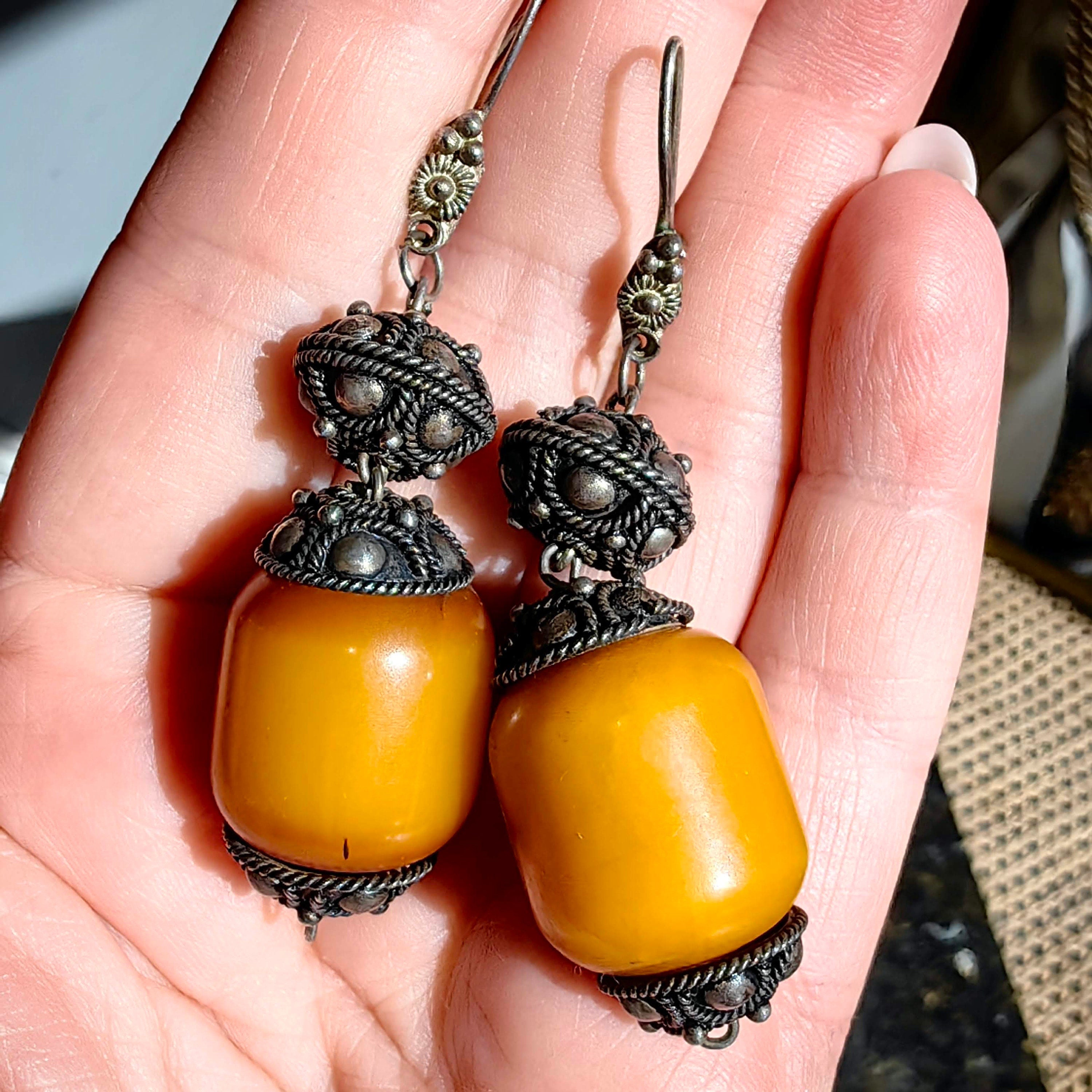 Art Deco 1930s Antique Vintage Bakelite Statement Earrings