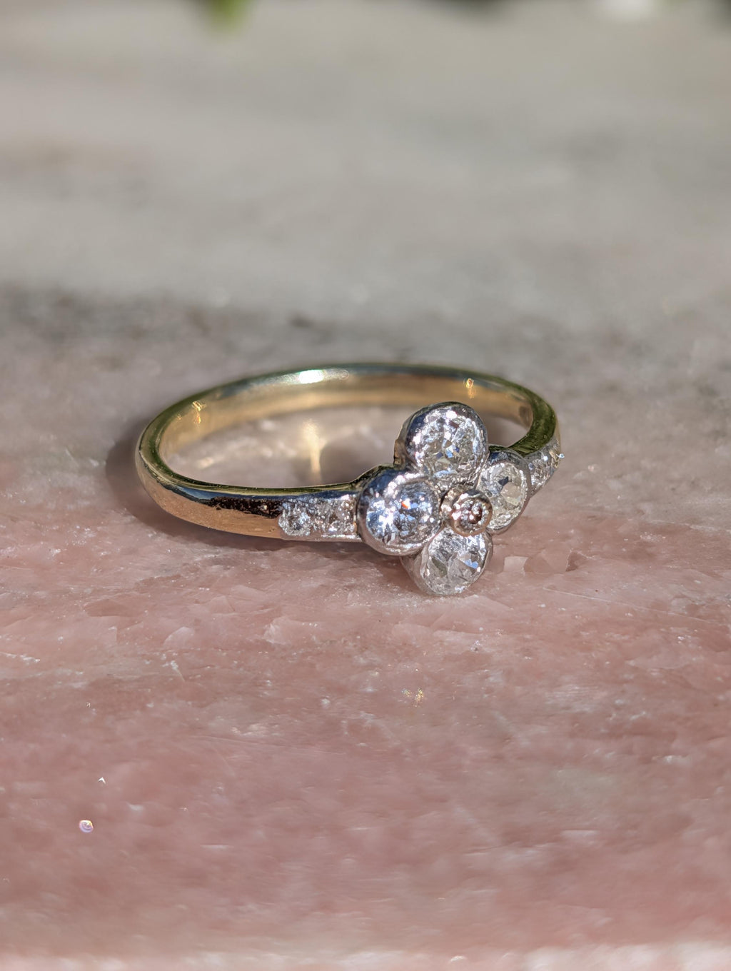 Art Deco 1920s Old European Diamond Engagement Ring 14k Yellow Gold Hungarian Hallmarked Antique Fine Jewelry Gift for Her