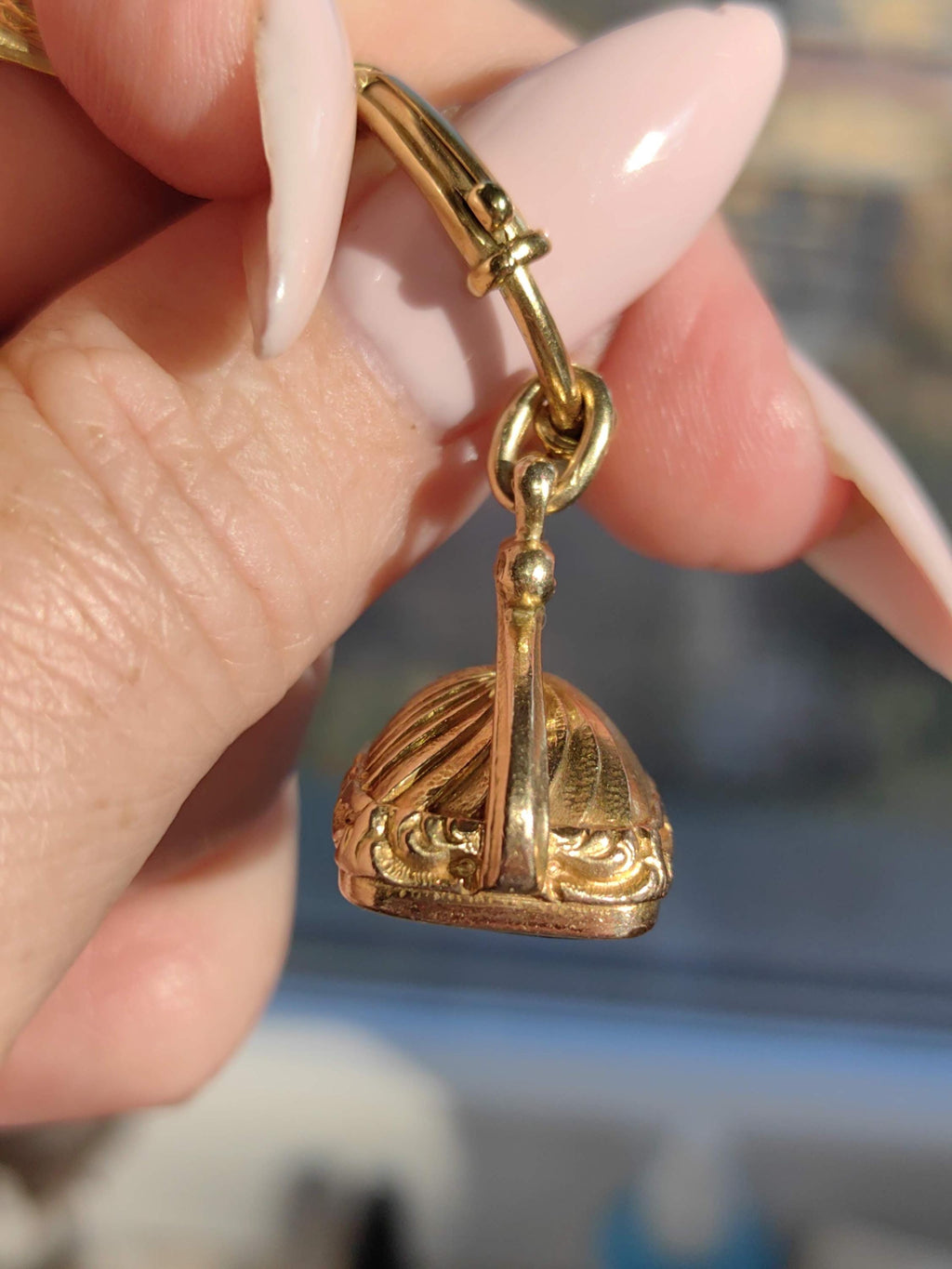 Victorian 14k Gold Chrysophrase Watch Fob Pendant: Hand-Chiseled 1880s Statement Piece