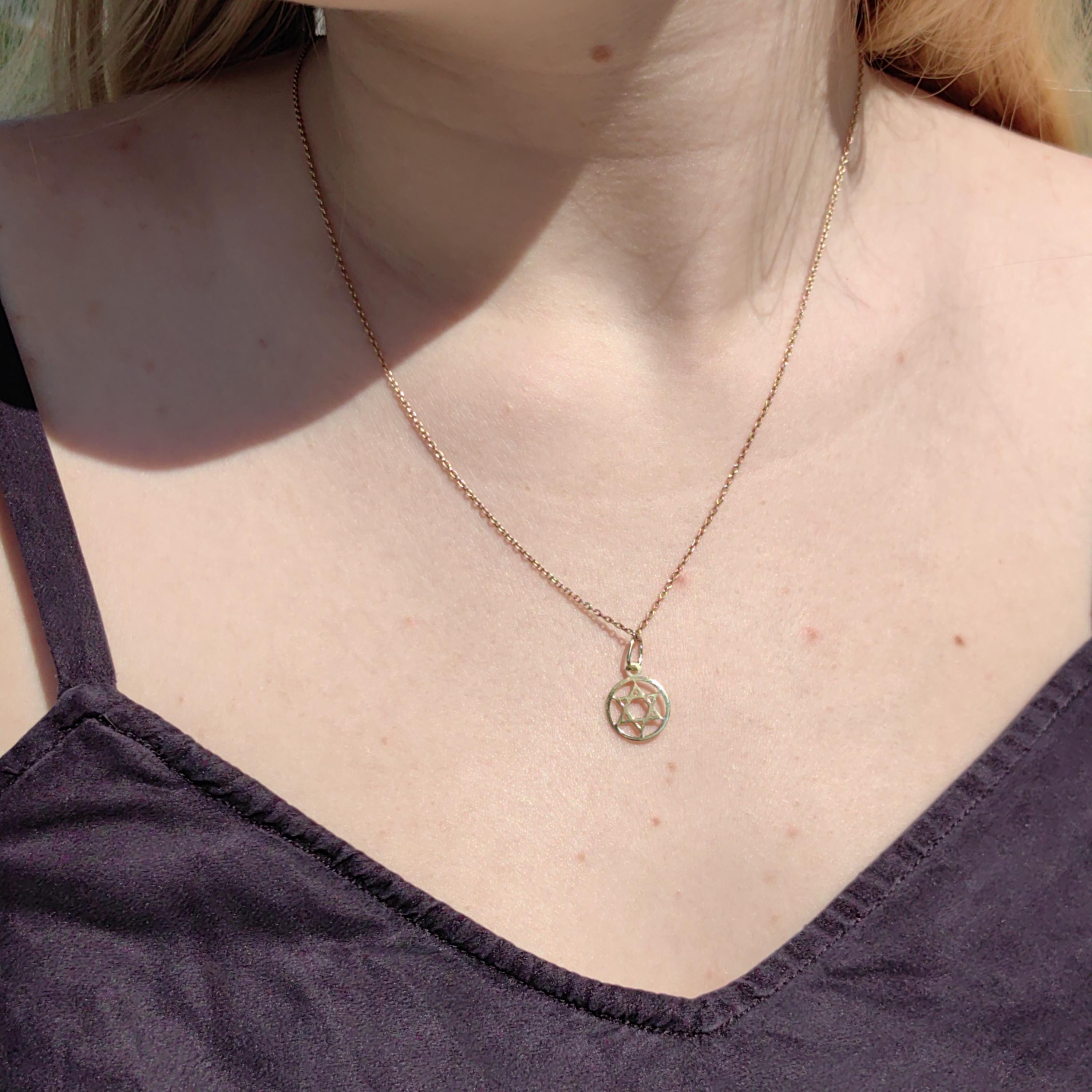 14k Solid Gold Star of David Pendant: Vintage Chiseled Judaica Charm