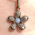 Art Deco Diamond Moonstone Flower Pendant: 18k White Gold Charm