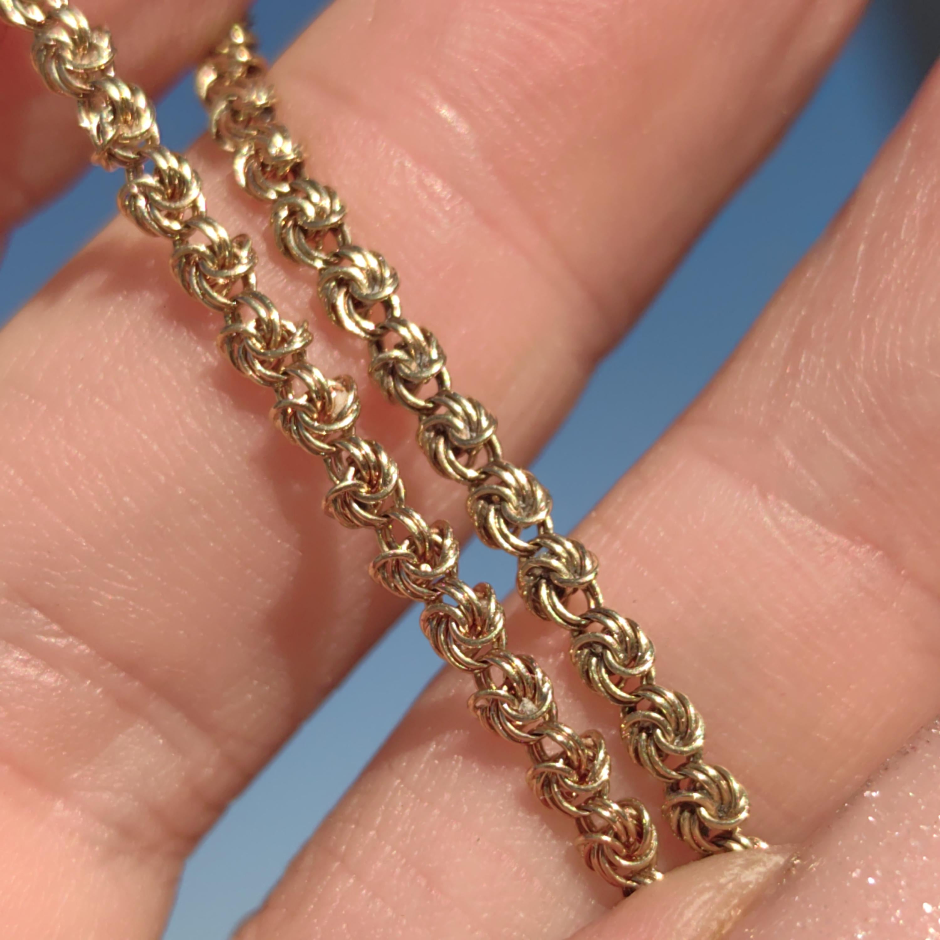 Hallmarked 14k Solid Yellow Rose Champagne Gold Rope Chain Mid century Bracelet Antique Elegant Unisex Jewellery Gift Present