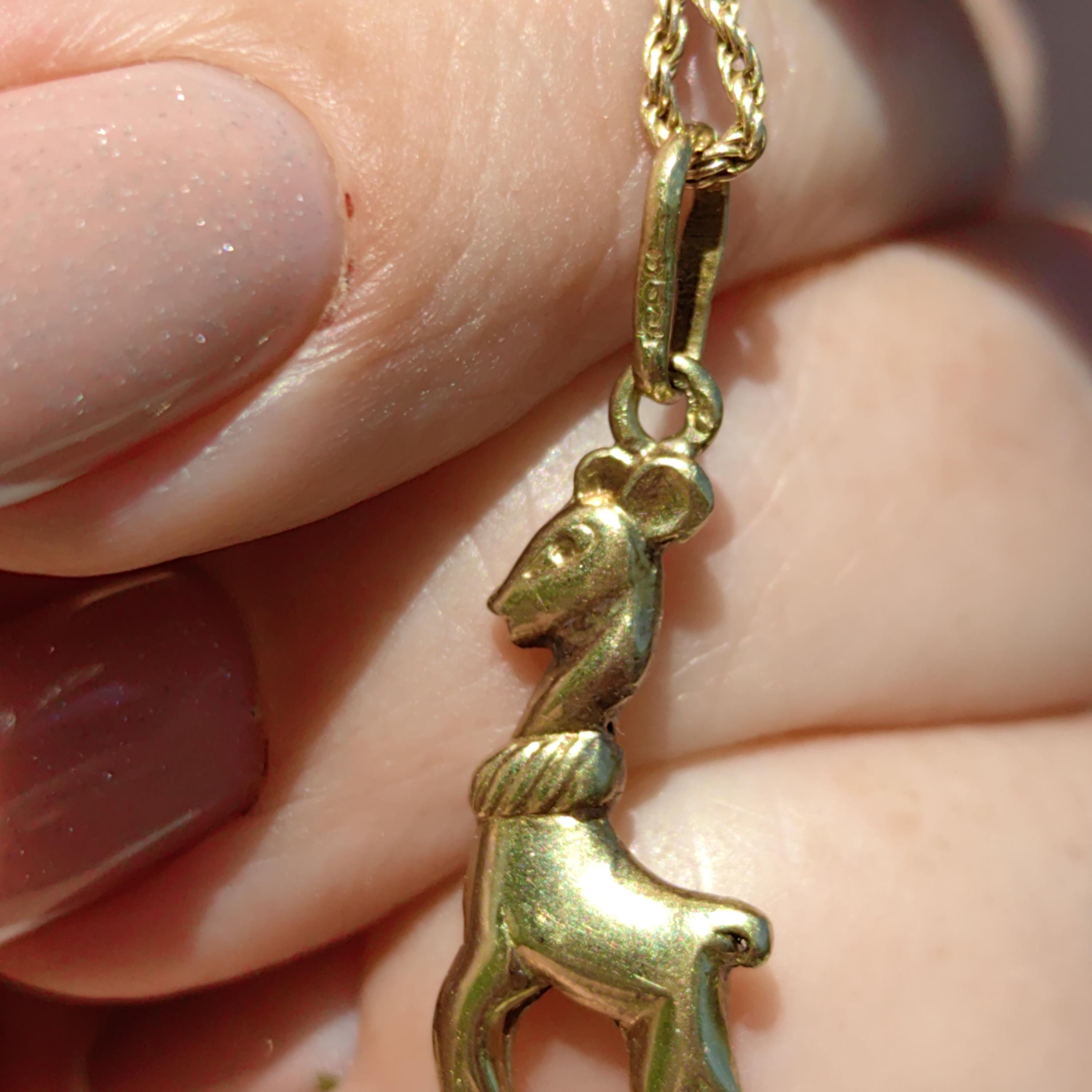 Vintage 14k Yellow Gold Deer Pendant: Elegant Forest Charm