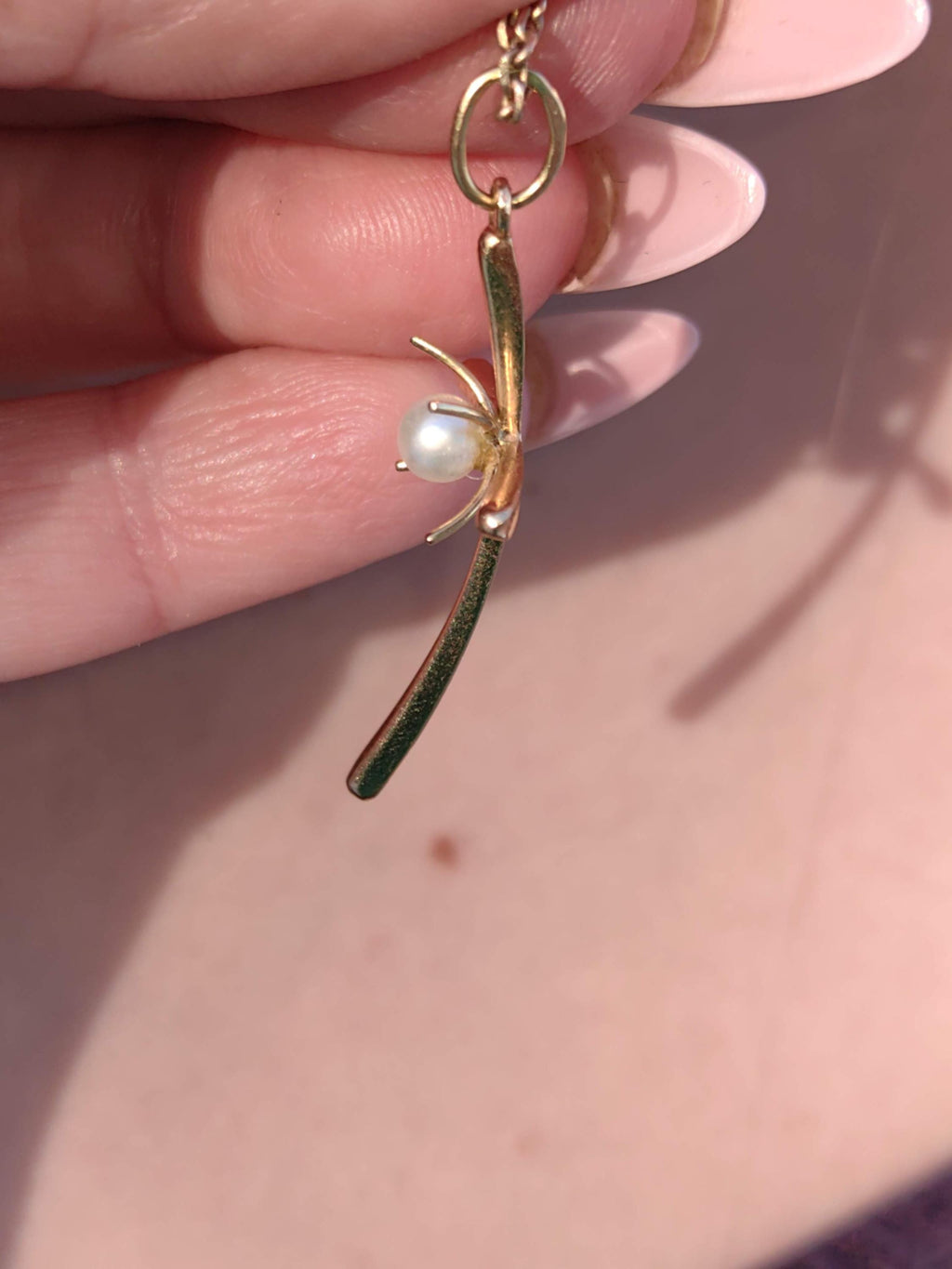 18k Gold Pearl Cross Pendant: Art Deco Christian Jewelry