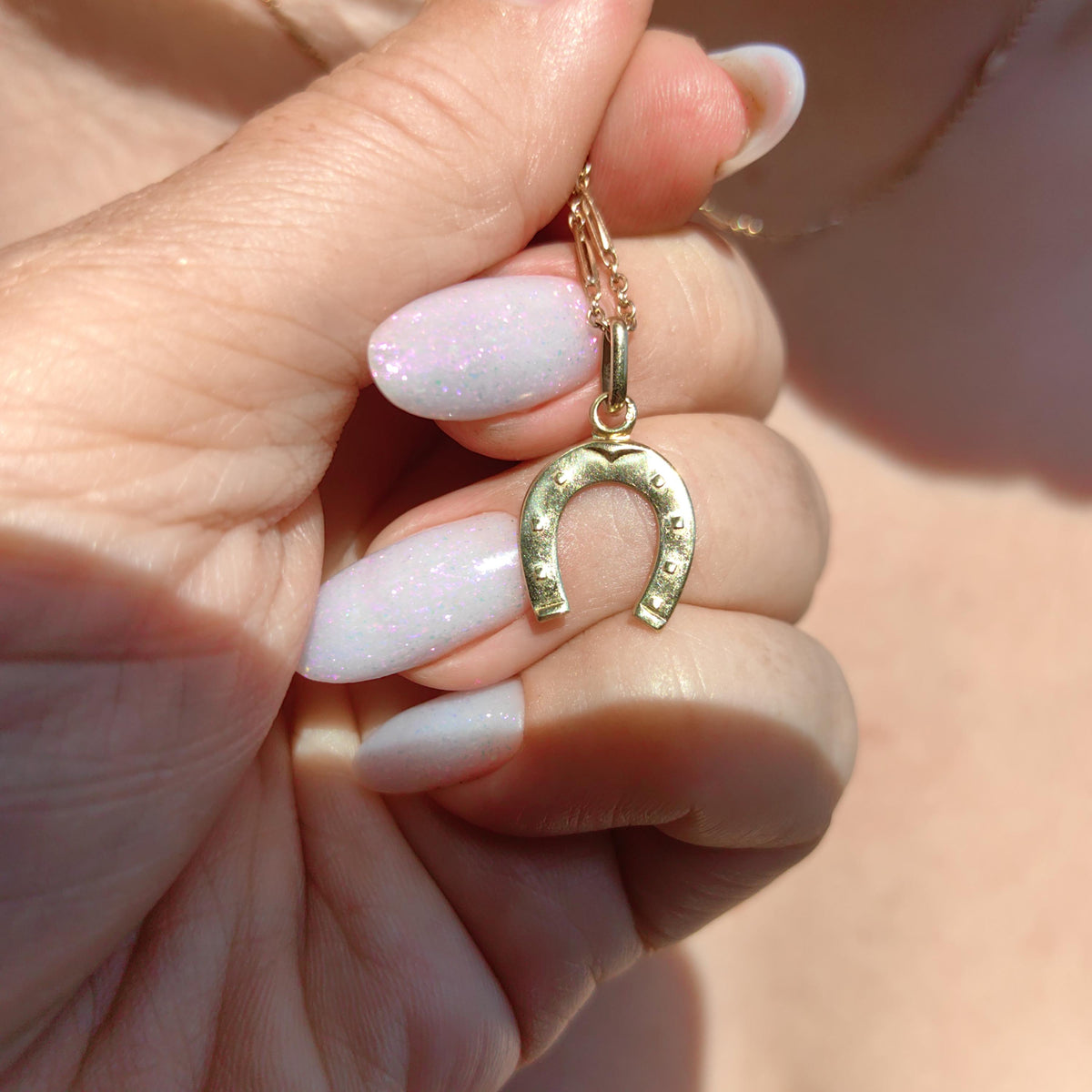 Antique 14k Gold Horseshoe Pendant: Equestrian Luck Charm