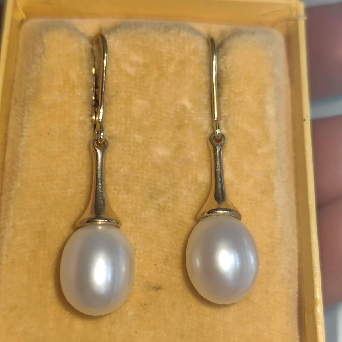 18k 750 Hallmarked Solid Yellow Gold Vintage Elegant Classic Minimalist Dangle Drop Large Pearl Earrings Gift for Her Present 7.4 gram