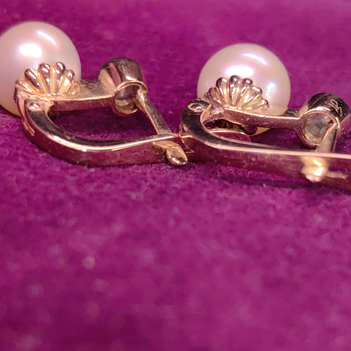 Art Deco Natural Pearl Earrings Rose Diamond 18k Solid Yellow Gold Handmade 1920s Antique Vintage  Elegant latch Back Closure Gift for Her