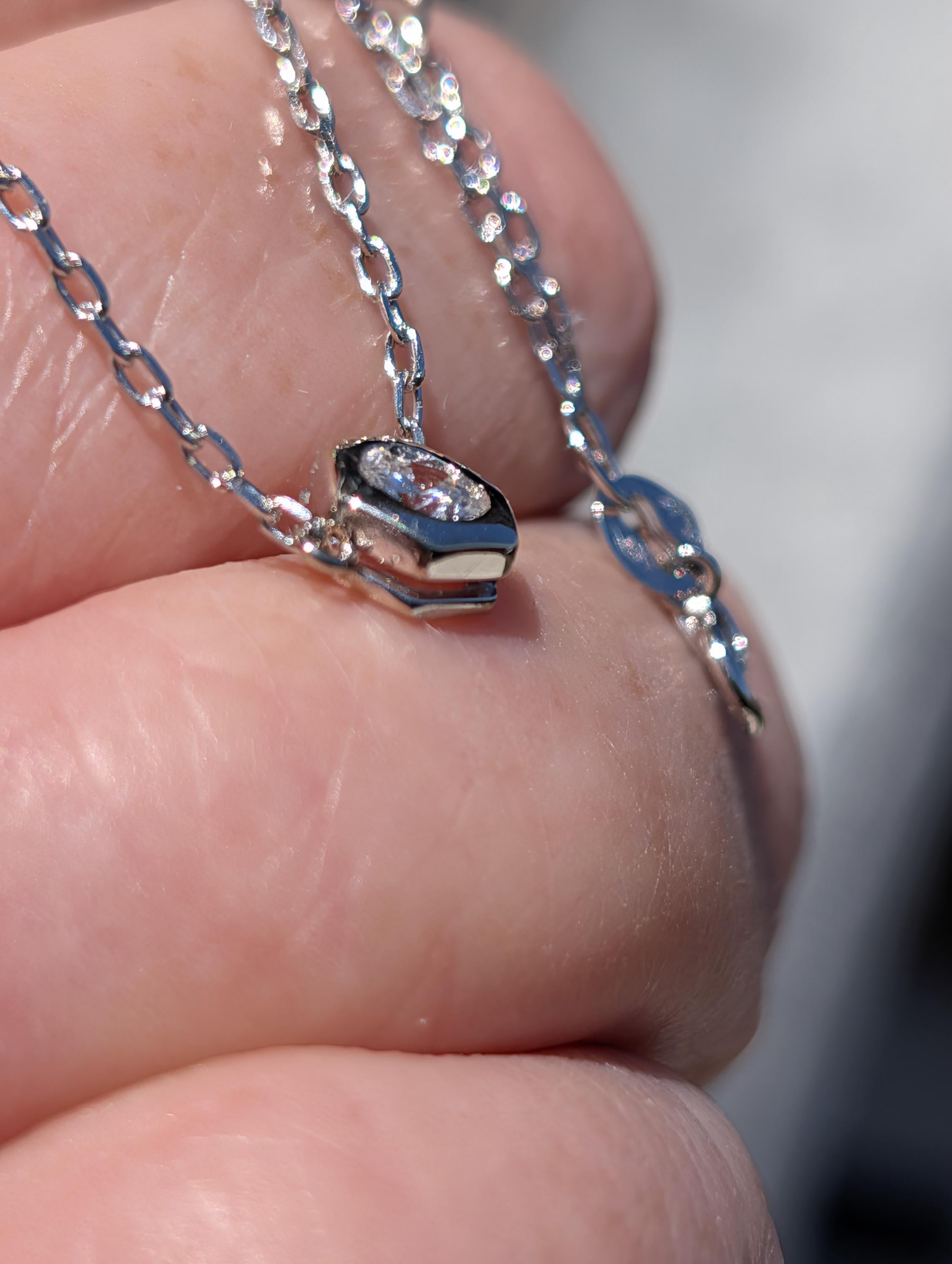 Vintage 14k and  9k 375 White Gold Diamond Necklace, 1950s Brilliant Cut Solitaire Pendant, Dainty Adjustable Gift for Her