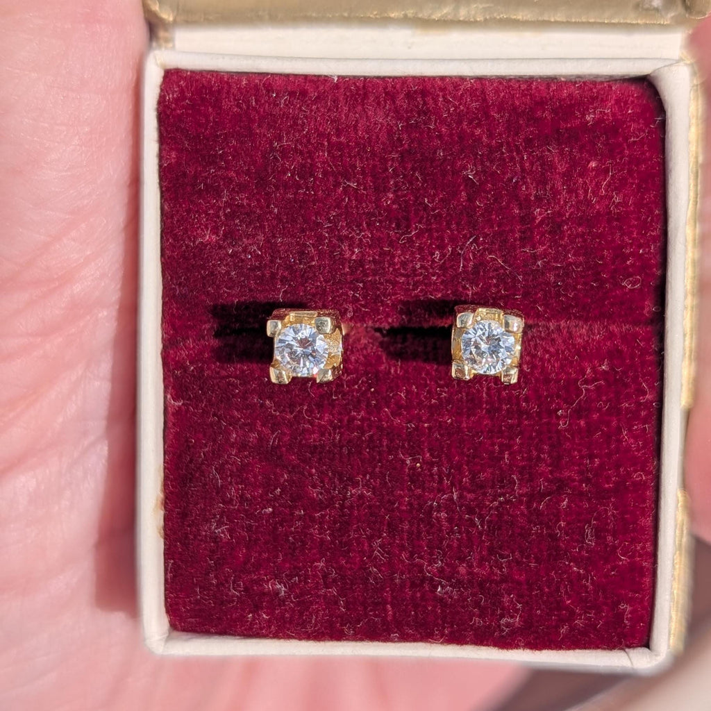 0.50ctw Studs Vintage 14k Solid yellow Gold Natural Diamond  Earrings Brilliant Cut  F VS-SI Solitaire Push Back 1980s Gift Gold Poussettes