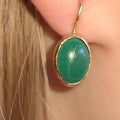 Vintage Art Nouveau Malachite 14k Gold Earrings