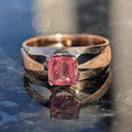 Vintage 1960s Natural Pink Tourmaline Ring 14k Solid Yellow Rose Gold Mid Century Statement Ring Size 9 US Free Resize Gift