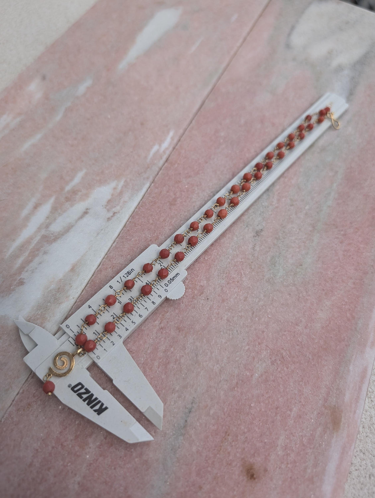 Vintage 1980s Mediterranean Red Coral Beaded Necklace 18k Yellow Gold Hallmarked Faceted Beads Fine Jewelry Gift for Her