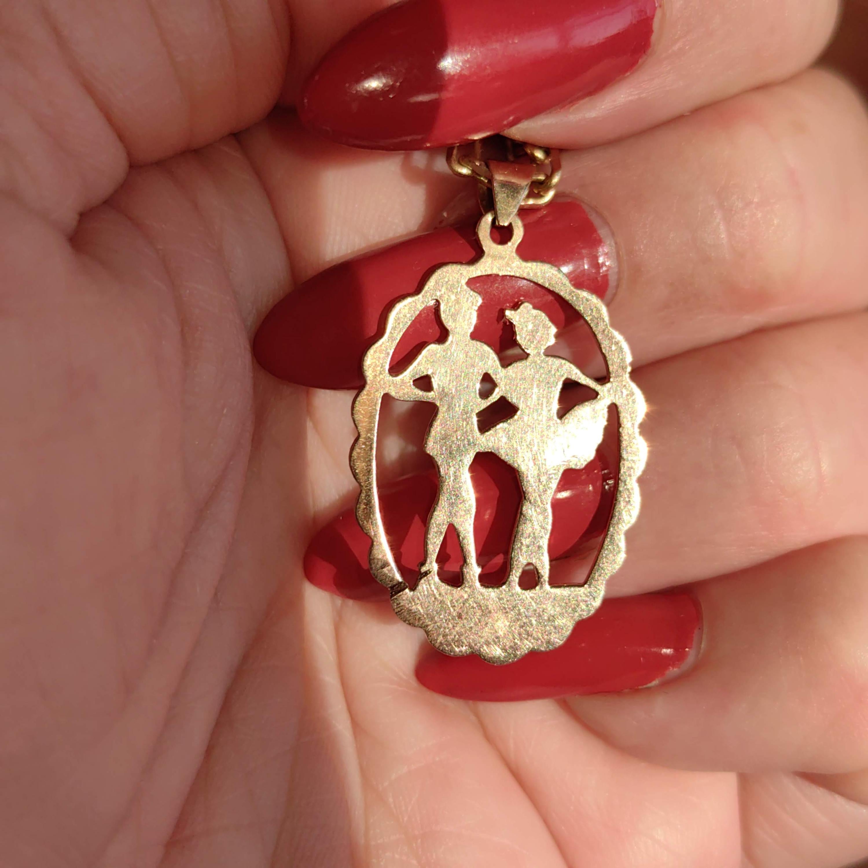 Vintage 14k Yellow Gold Ballet Dancers Pendant Charm