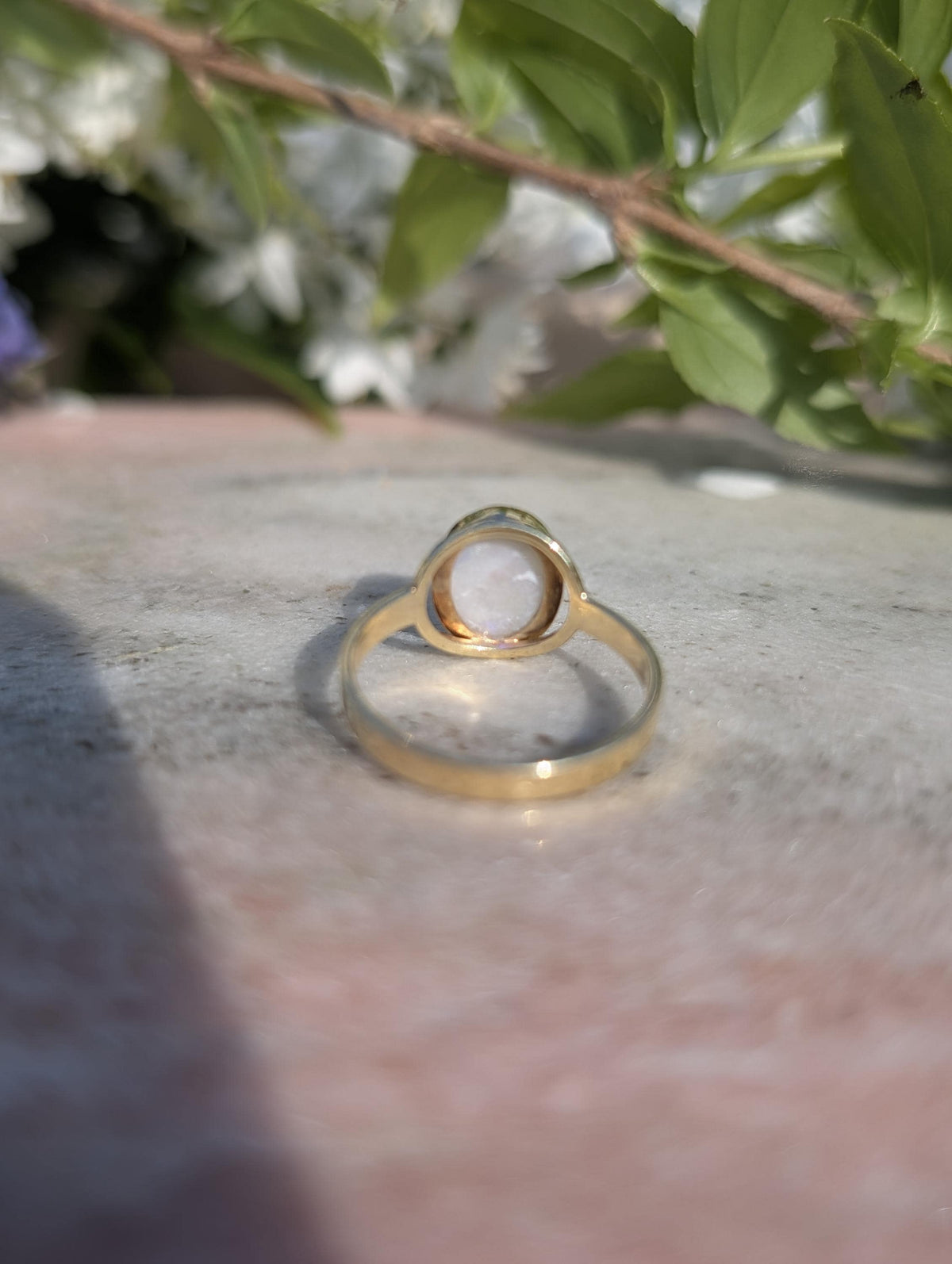 Vintage 1980s Natural White Opal Ring 14k Solid Yellow Gold Hungarian Hallmarked Oval Cabochon Fine Jewelry Gift for Her