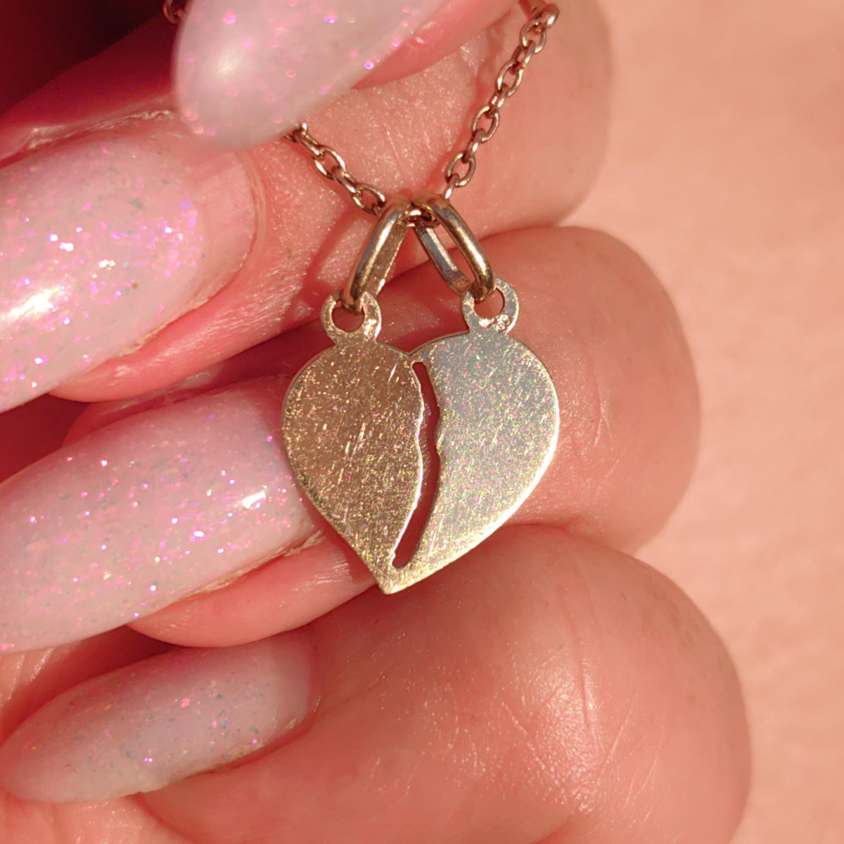 14k Yellow Gold Broken Heart Pendant: Vintage Romantic Medal