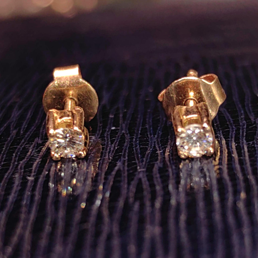 Vintage 0.18ct Diamond Solitaire Natural Elegant Classic Stud Earrings 14k  Yellow Gold Solitaire Earrings Gift for Her girlfriend Wedding