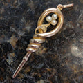 Art Nouveau Antique Vintage Pearl and Small Diamond 18K Solid Yellow Gold Dainty Pendant