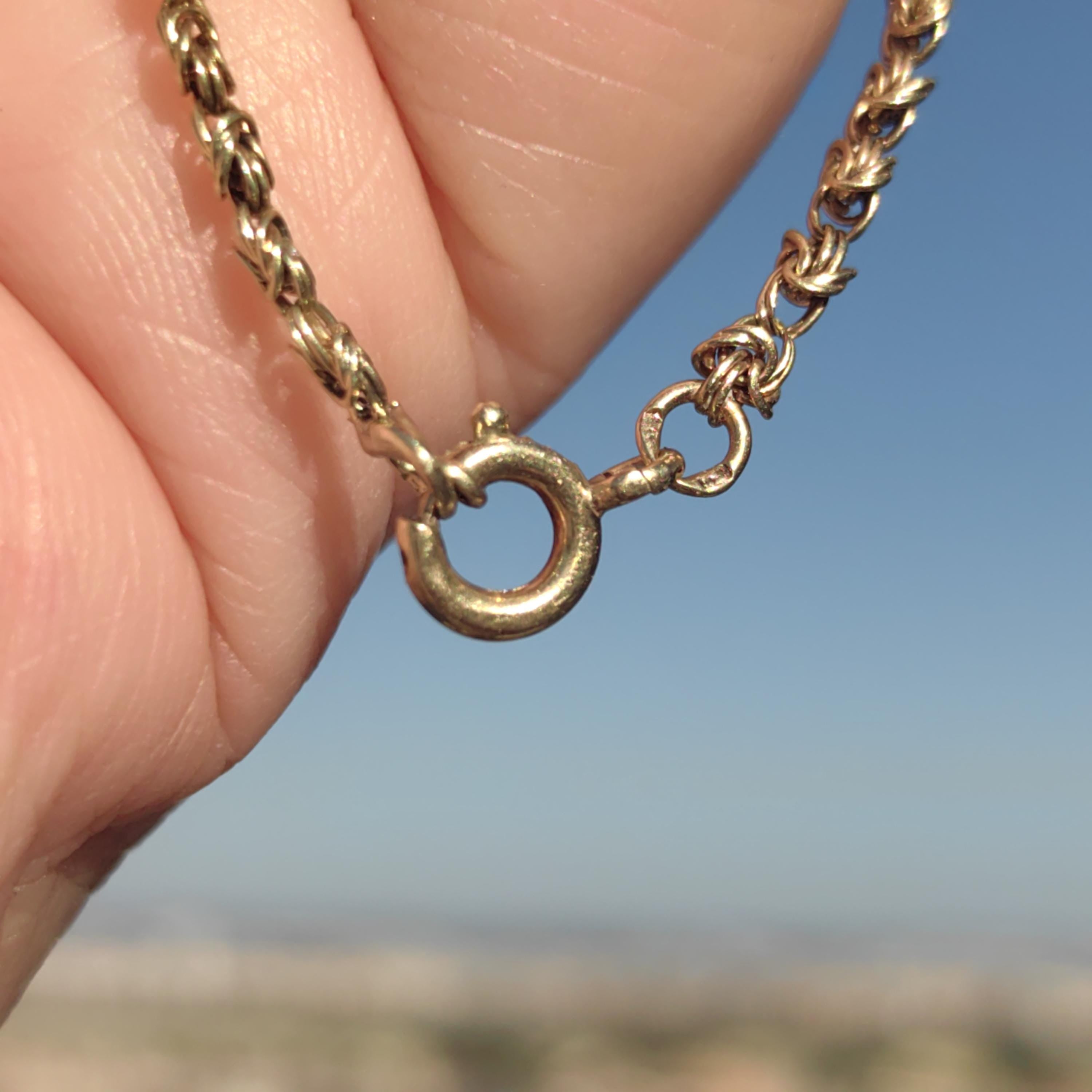 Hallmarked 14k Solid Yellow Rose Champagne Gold Rope Chain Mid century Bracelet Antique Elegant Unisex Jewellery Gift Present