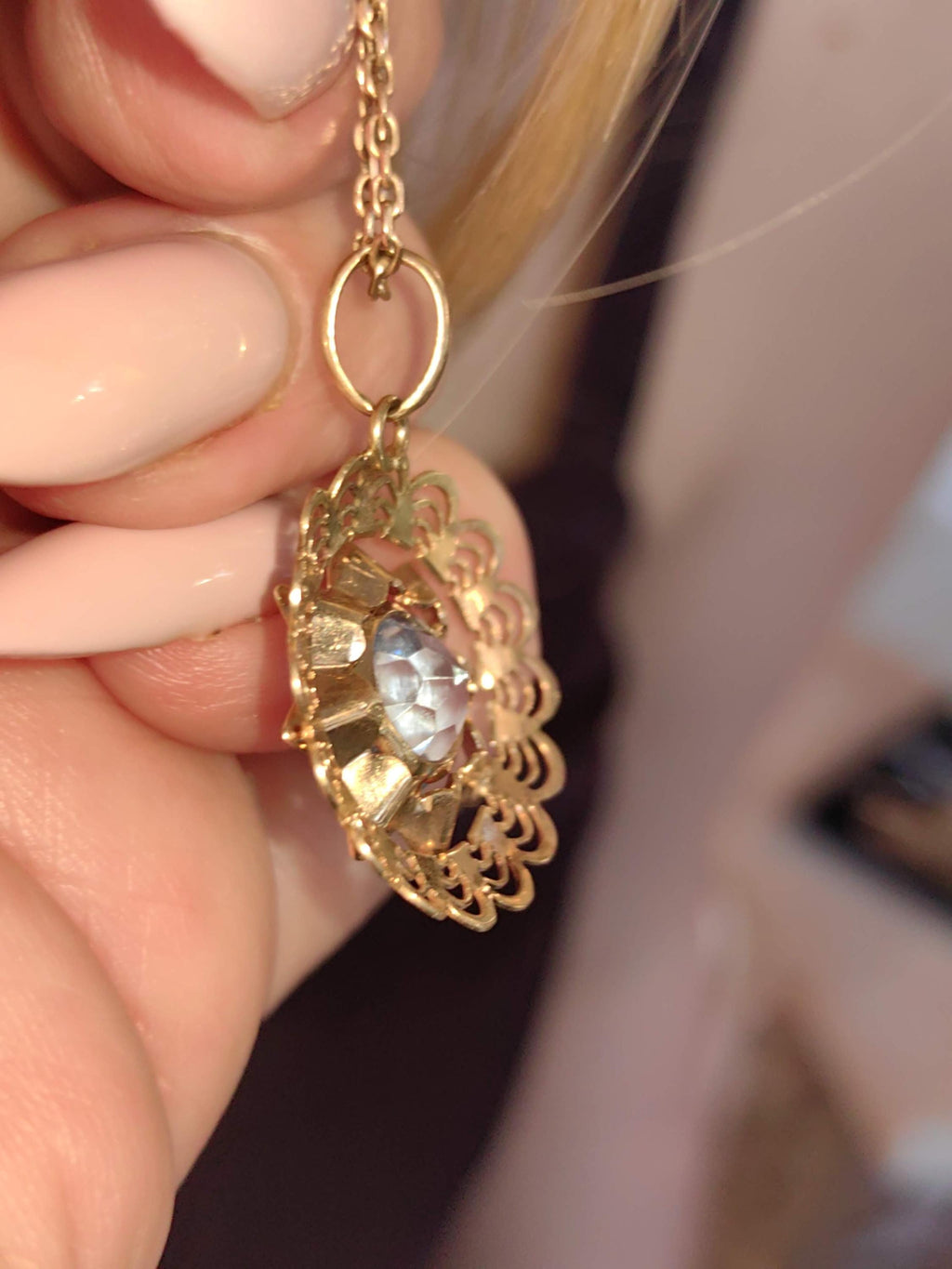 Vintage 14k Yellow Gold Star Pendant: Lab Aquamarine Art Deco