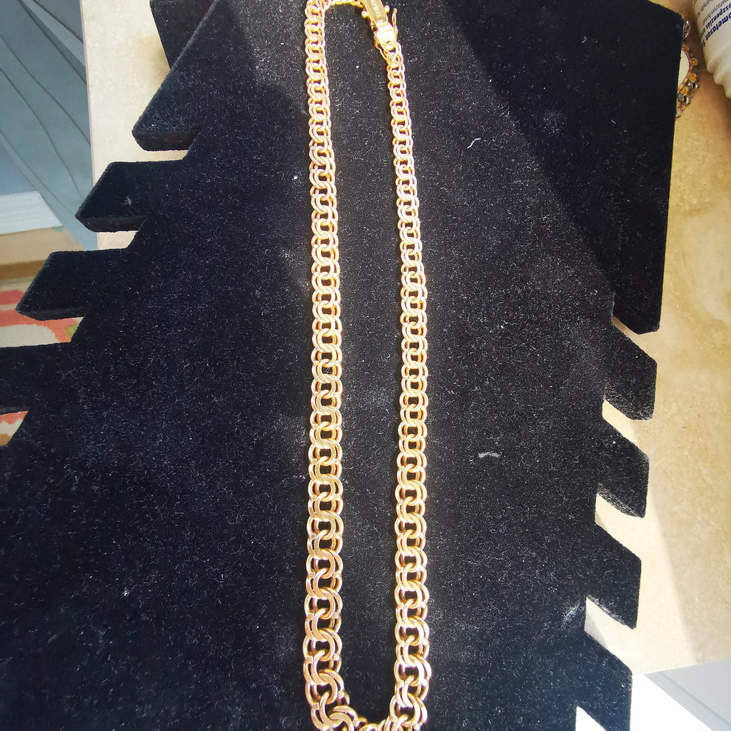 Vintage Bismarck 18k Gold Chain Necklace: Handmade 47.6 gr Solid Gold