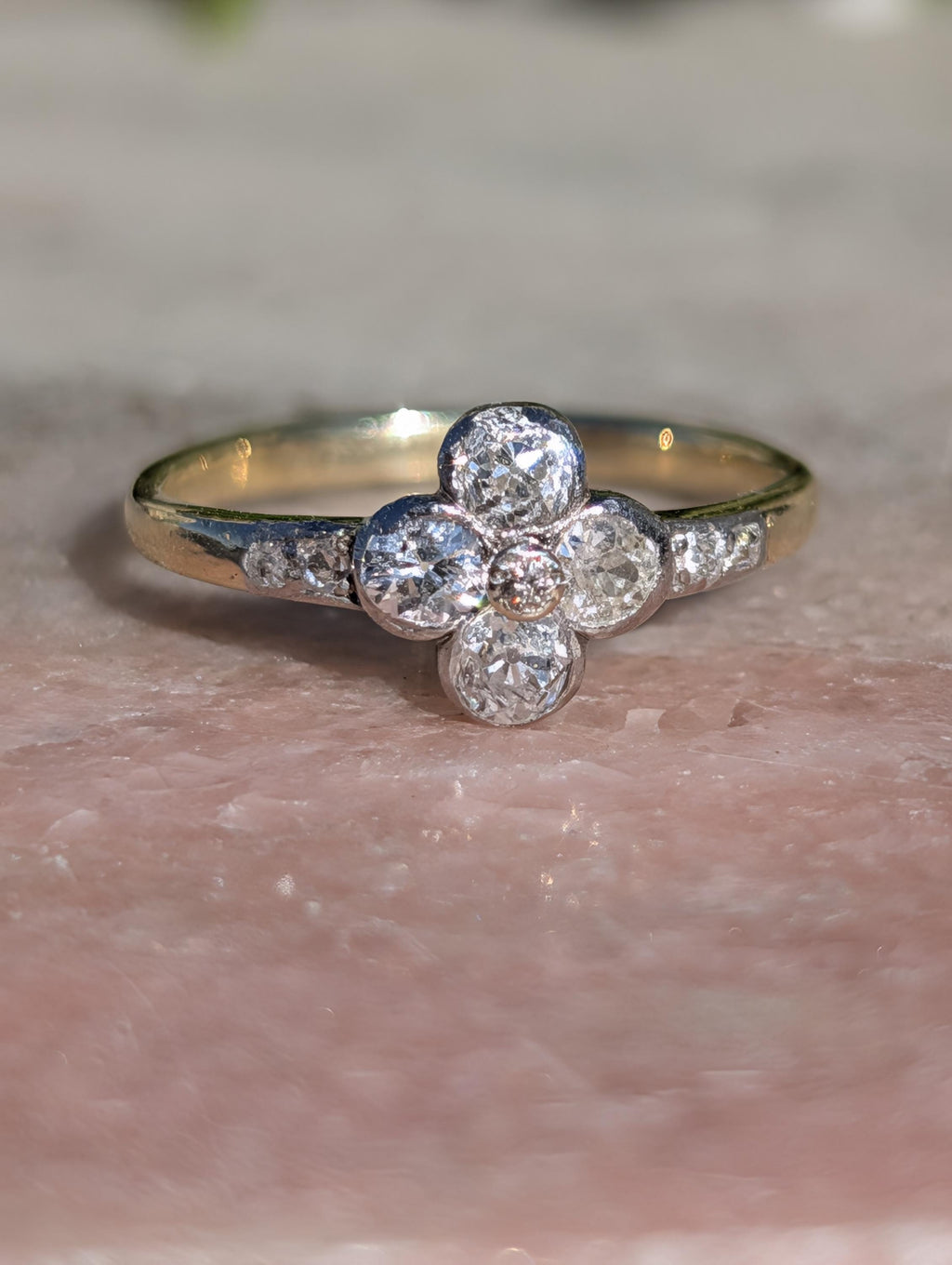 Art Deco 1920s Old European Diamond Engagement Ring 14k Yellow Gold Hungarian Hallmarked Antique Fine Jewelry Gift for Her