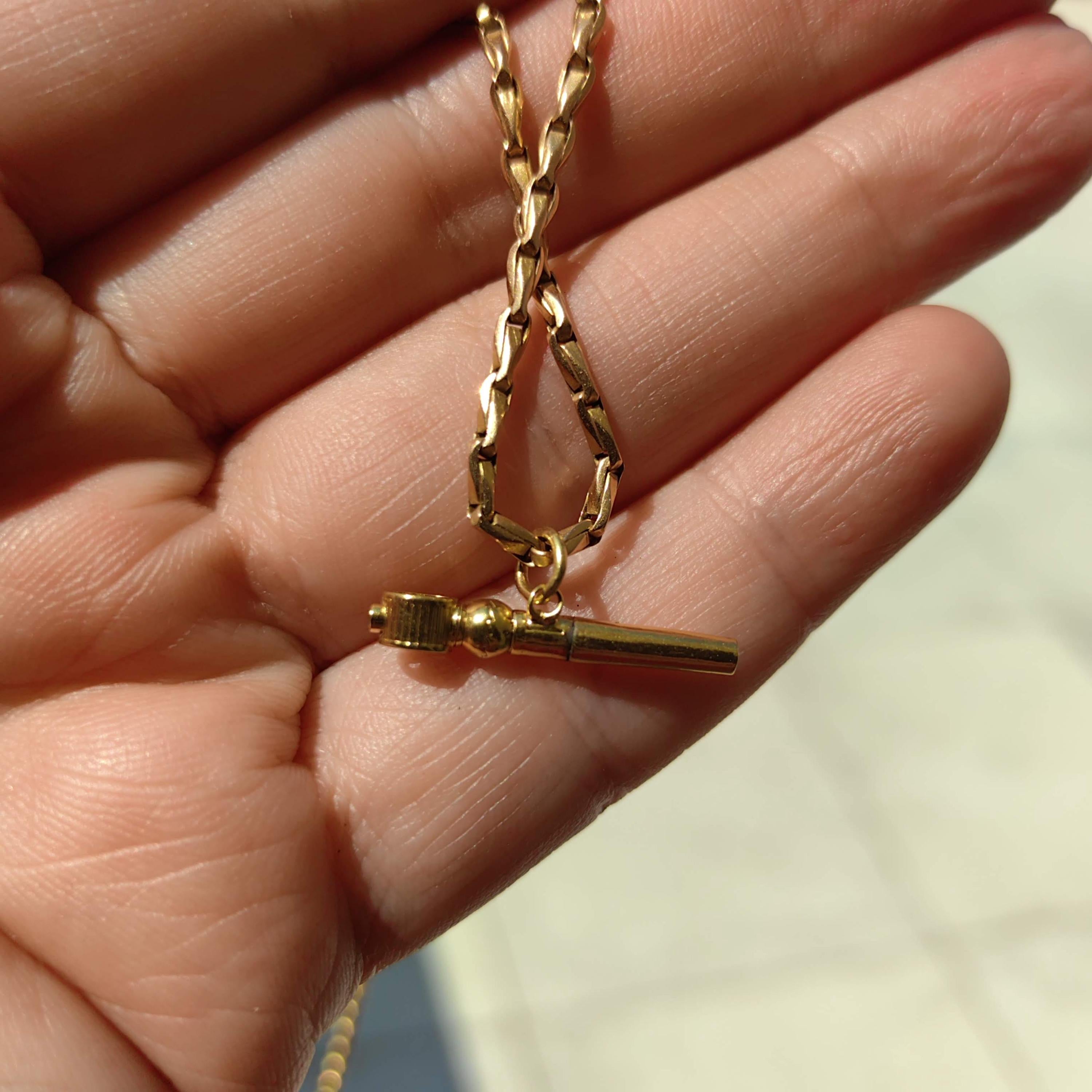 Antique 18k Gold Pocket Watch Key Pendant: Handcrafted Fob Charm