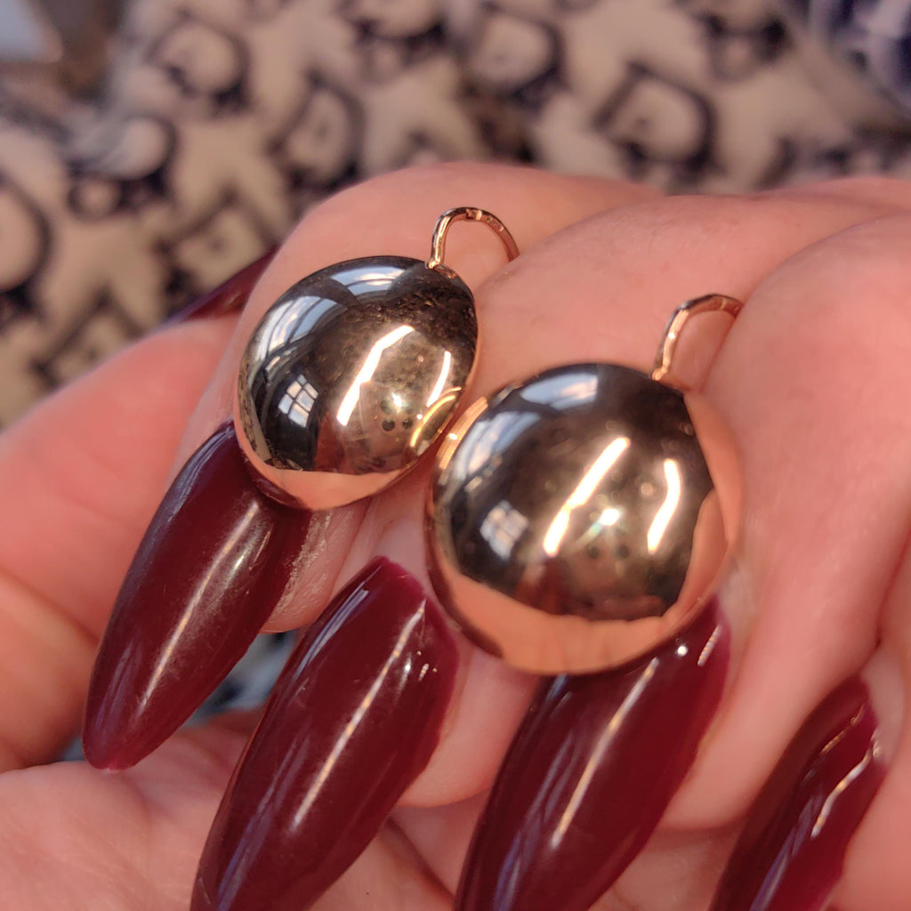 Vintage 14K Solid Yellow Gold Round Statement Earrings Comfortable Everyday Wear Sleepers Lever Back Earrings, Gift for Her