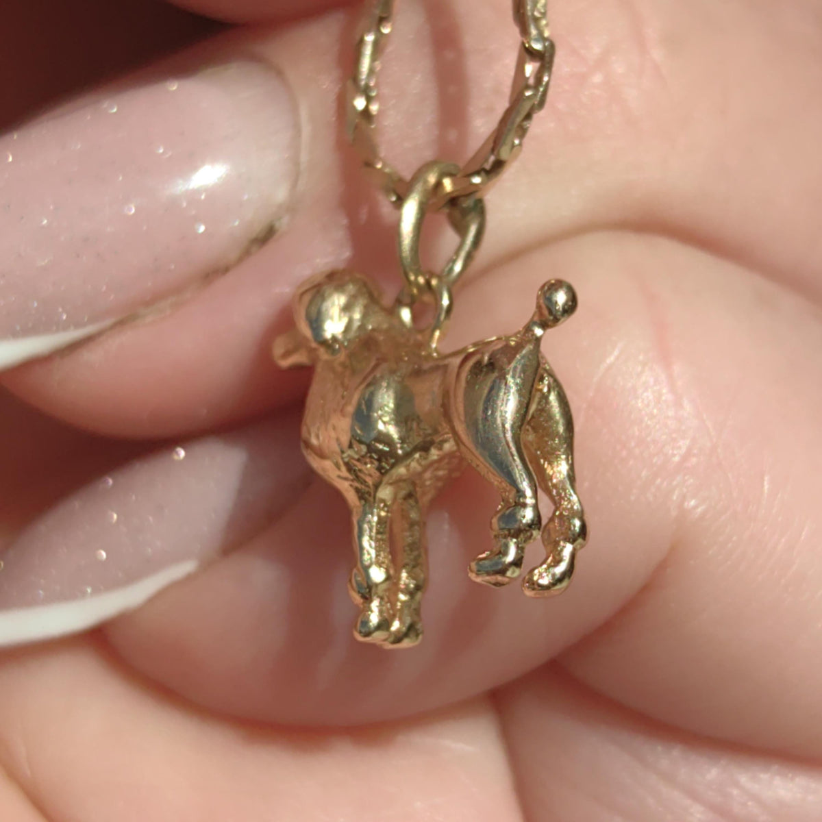 Vintage 18k Gold Poodle Pendant: Mid-Century Dog Charm