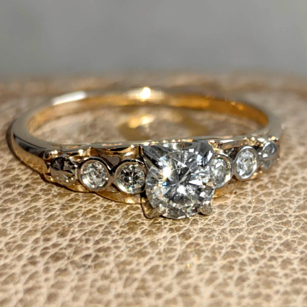 Vintage Antique 0.41 ct. Diamond Solid Yellow Gold Band Ring Engagement Ring
