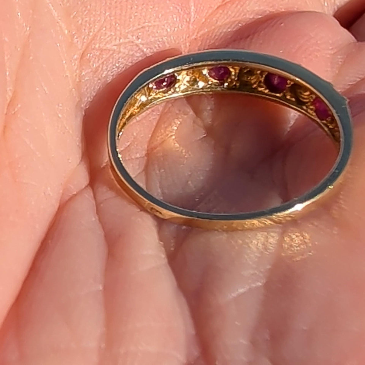 Ruby Diamond 14k Solid Yellow Gold Wedding Band Vintage Stackable Ring Elegant Dainty Gift for Her Present