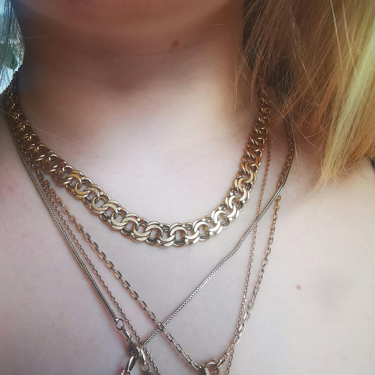 Vintage Bismarck 18k Gold Chain Necklace: Handmade 47.6 gr Solid Gold