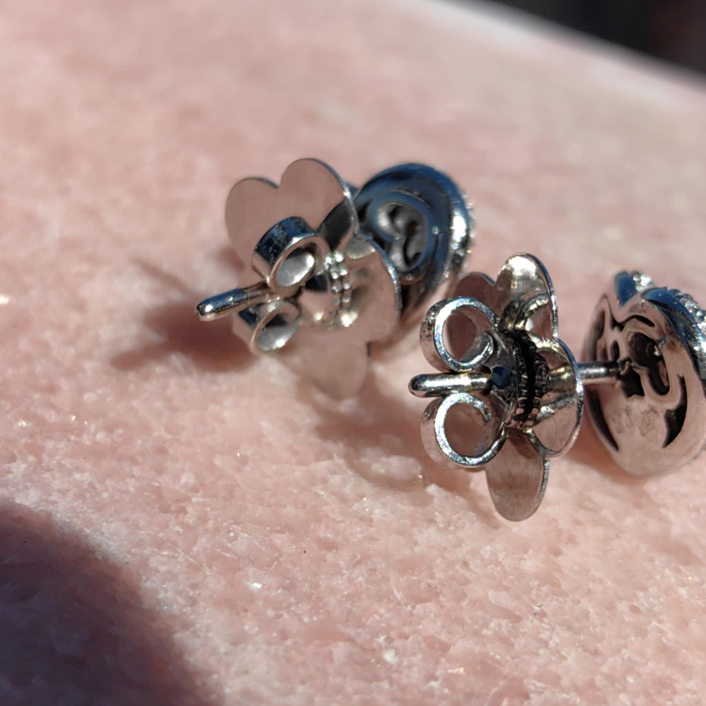 1.50 ct Diamond Heart Stud Earrings: 18k White Gold Vintage Wedding Jewelry