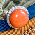 Art Deco Coral Diamond Ring: 1930s Platina Setting, 14k Gold