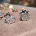 1.50 ct Diamond Heart Stud Earrings: 18k White Gold Vintage Wedding Jewelry