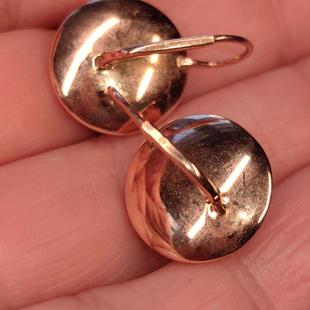 Vintage 14K Solid Yellow Gold Round Statement Earrings Comfortable Everyday Wear Sleepers Lever Back Earrings, Gift for Her