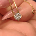 Diamond Solid 14k Solid Gold Vintage solitaire pendant Gift for Her Elegant Dainty Classic Necklace