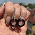 Natural Onyx Diamond 18K Solid White Gold Long Dangle  Drop Earrings Geometric Vintage Retro Statement Earrings Gift for Her